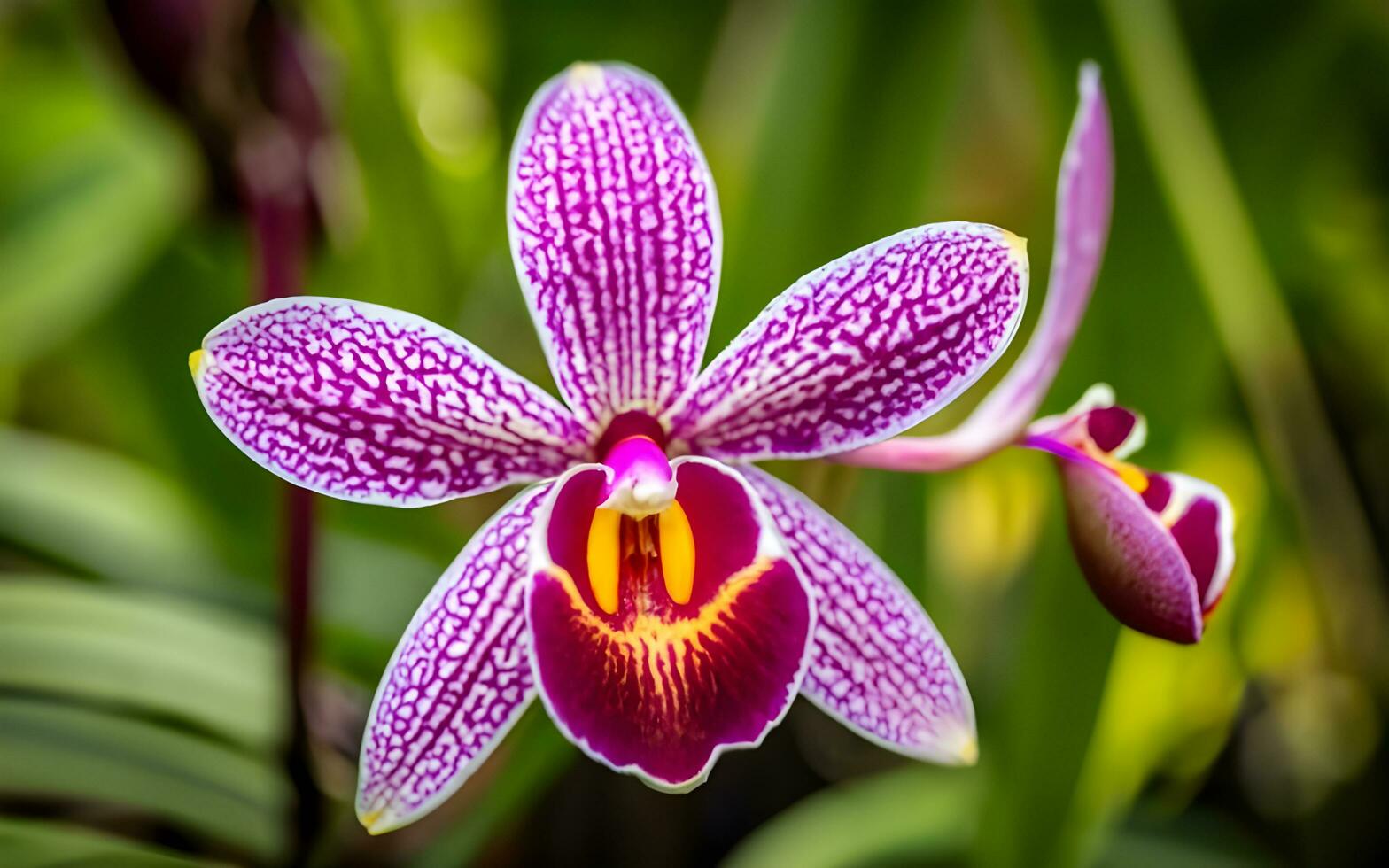 Botanical Marvel, A Mesmerizing Close-Up of the Delicate Petals of a Rare and Exotic Orchid. AI Generated photo