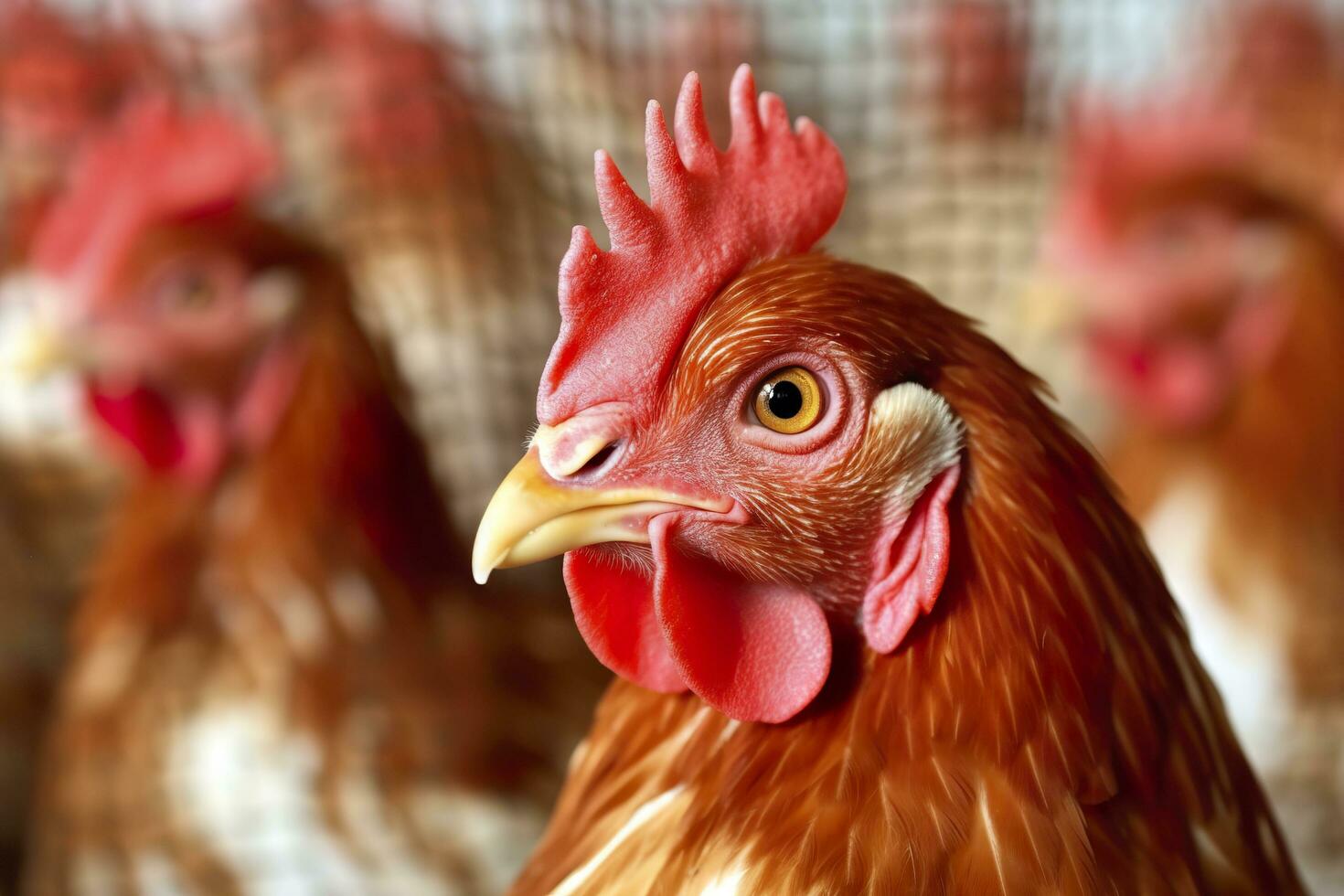 Chicken Farm with many healthy chicken and fresh eggs, AI Generative photo
