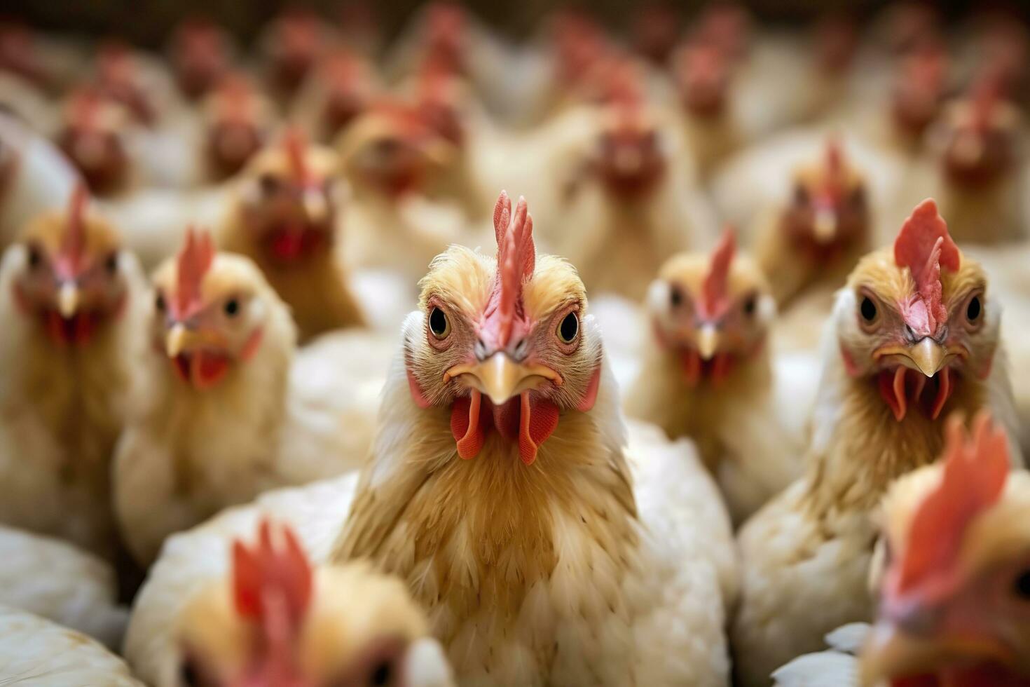 Chicken Farm with many healthy chicken and fresh eggs, AI Generative photo