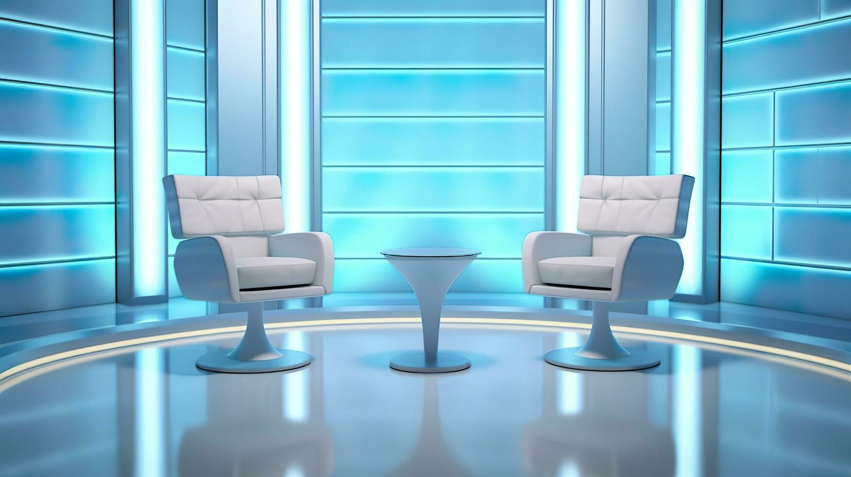 The Future of Game Shows. A Simple, Modern Setting with Two Chairs and a Whole Lot of Fun. AI Generative photo