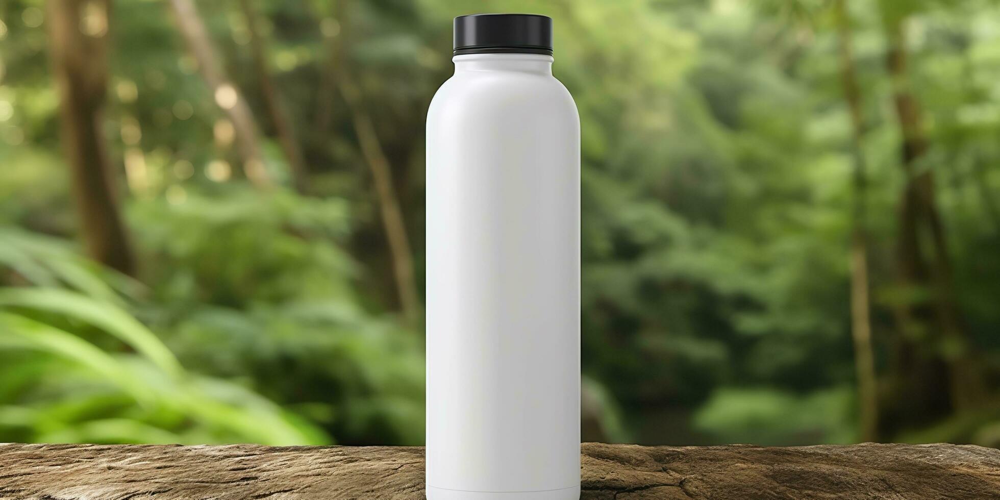 White Blank bottle Mockup with natural theme background. AI Generative photo