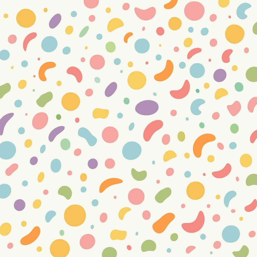 A vibrant and cheerful seamless pattern with colorful pastel dots on a white background.Colorful vector texture with circles.