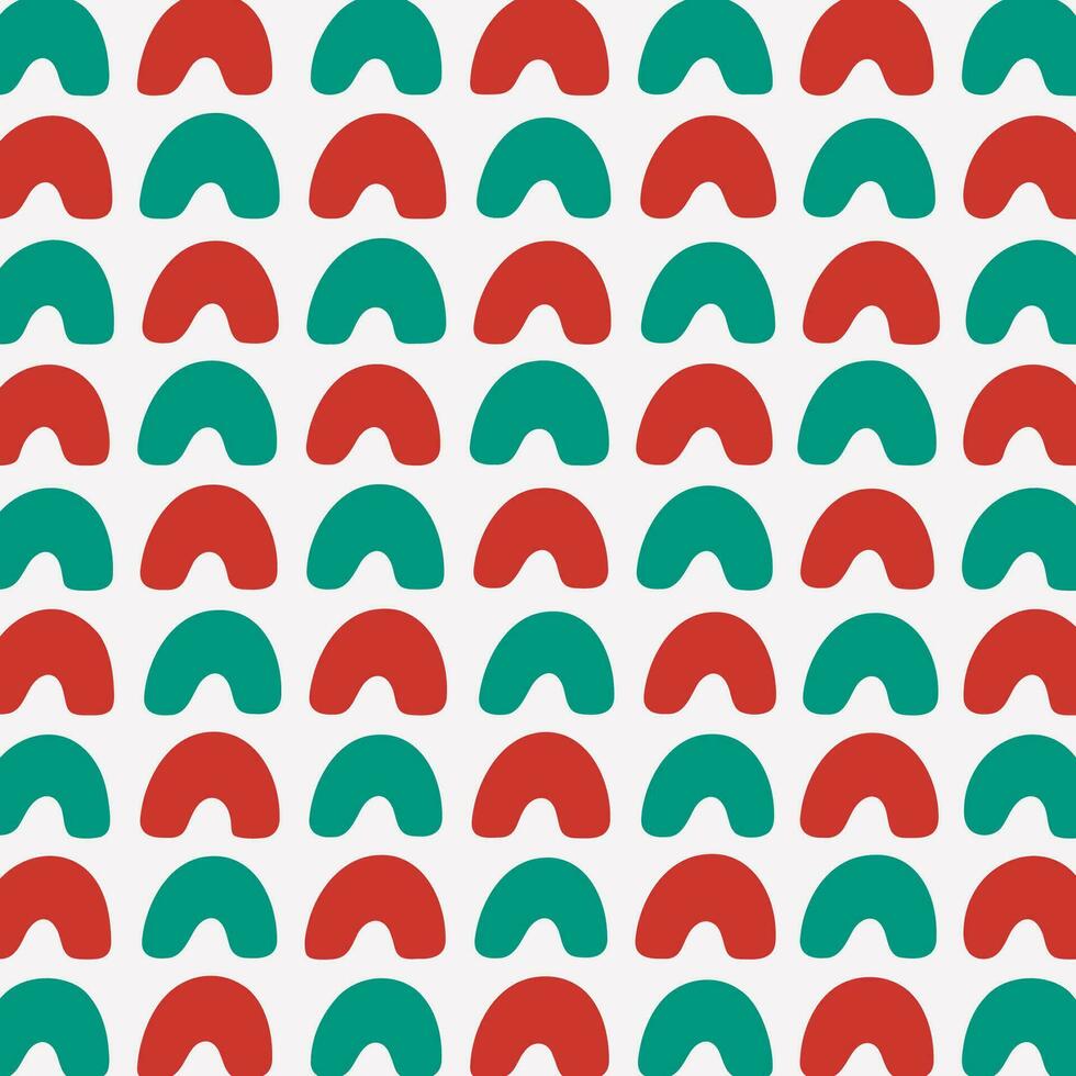Red and Green Christmas Seamless Pattern.A festive and cheerful seamless pattern with red and green Christmas elements on a white background. vector