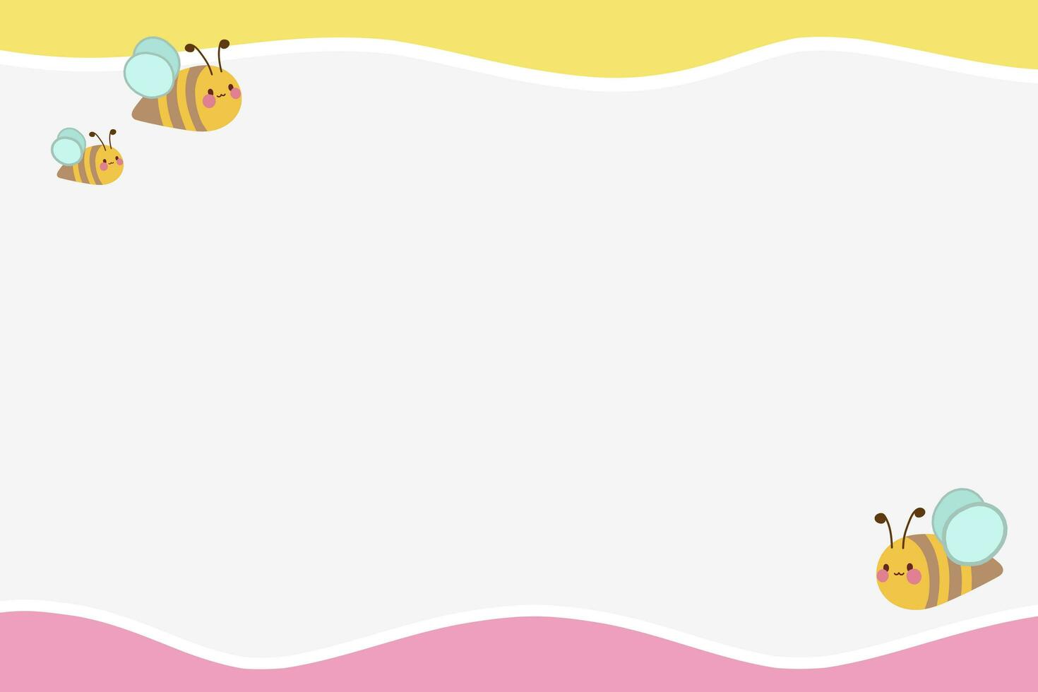 Cute bee on white, yellow and pink background photo