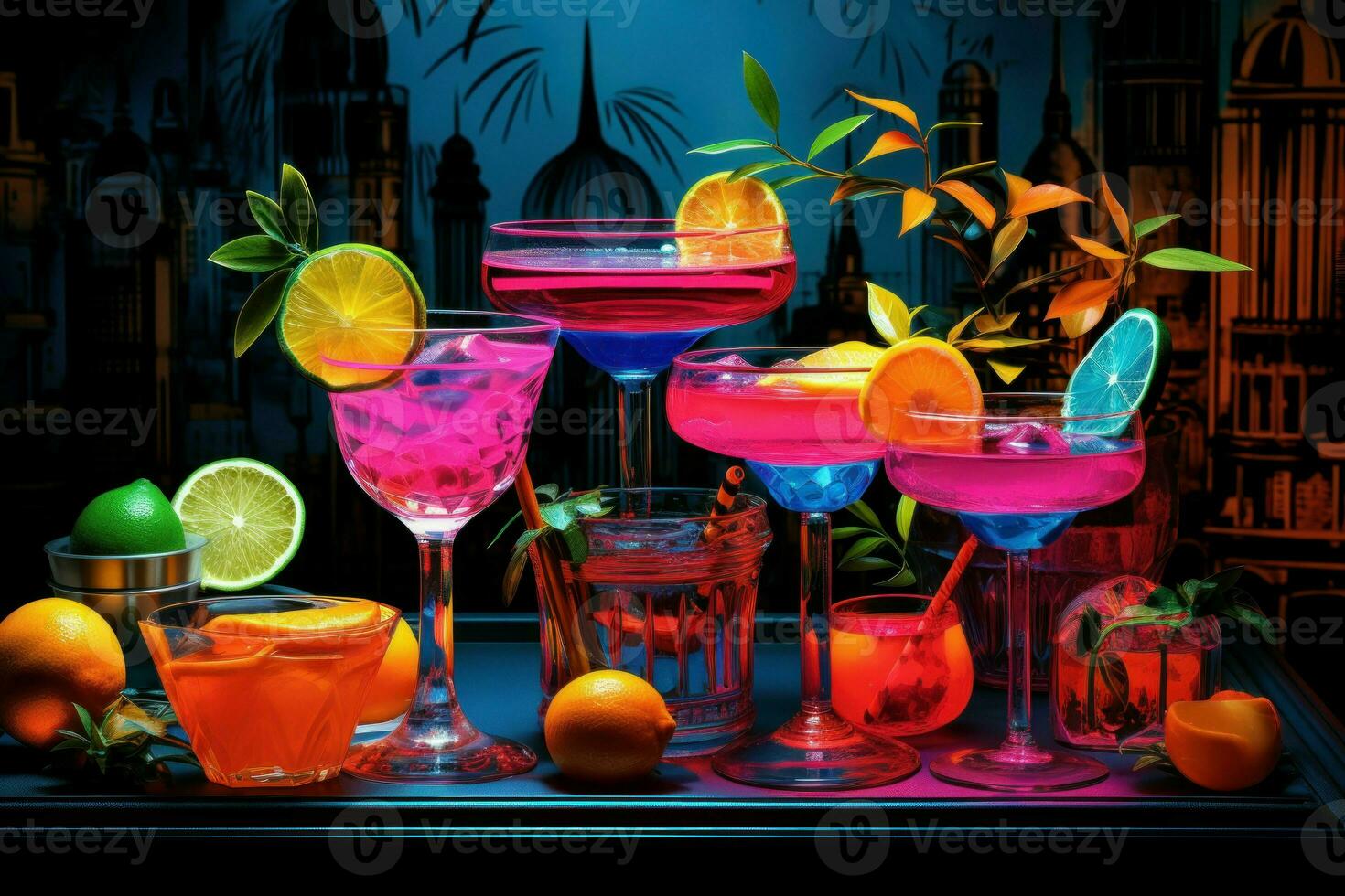 Atmospheric Cocktails club. Generate Ai photo