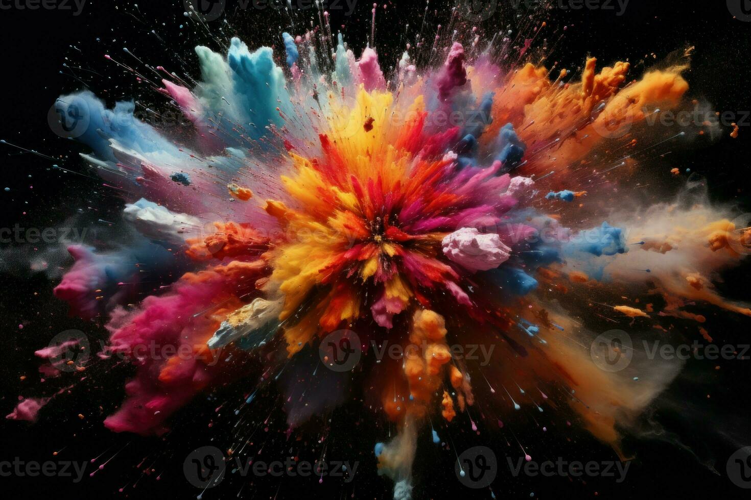 Exhilarating Space colorful explosion. Powder color smoke photo