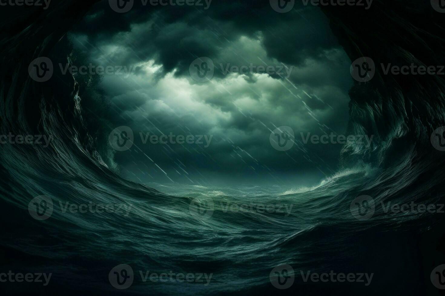 Striking Sea wave photo from cave. Generate AI