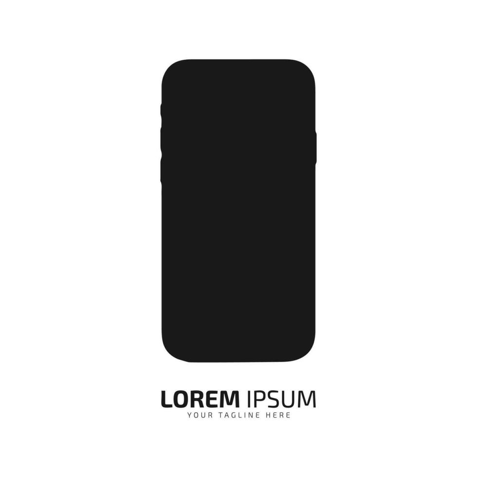 Minimal and abstract logo of phone icon mobile vector smart phone silhouette isolated black mobile