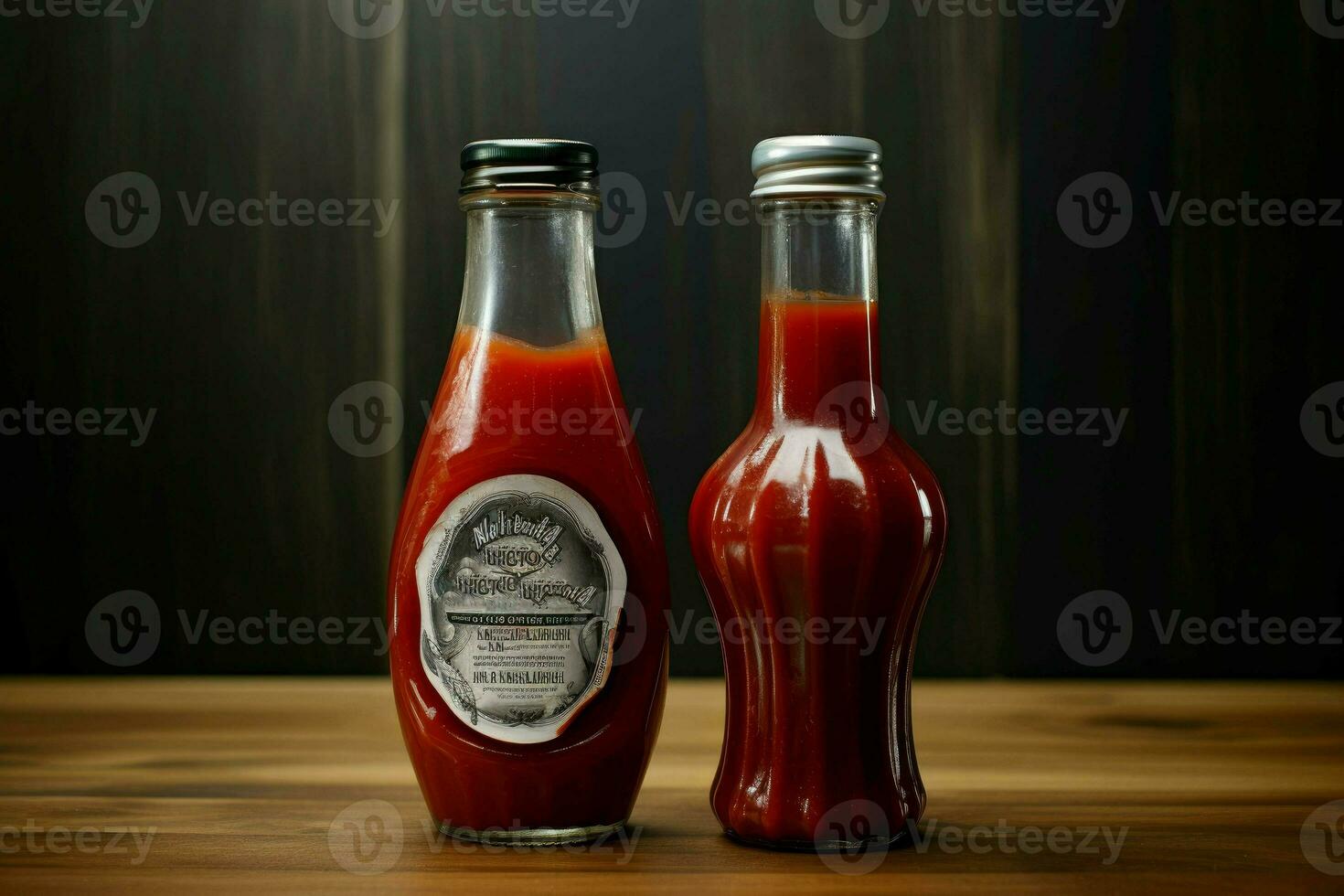 Glass bottle ketchup. Generate Ai photo