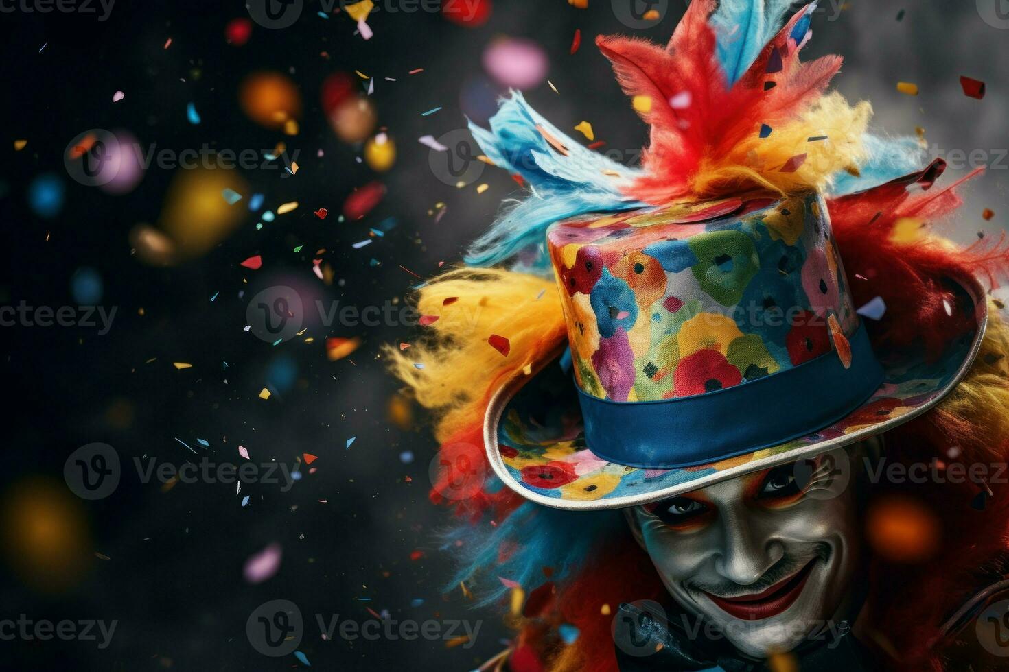 Oversized Clown hat confetti. Generate Ai photo