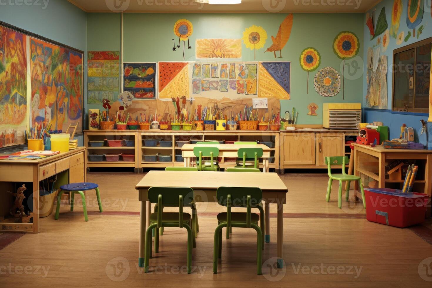 Safe Classroom preschool. Generate Ai photo