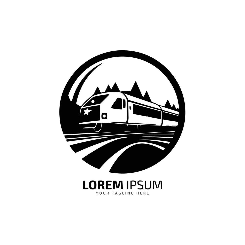 Minimal and abstract logo of train icon tram vector metro silhouette design