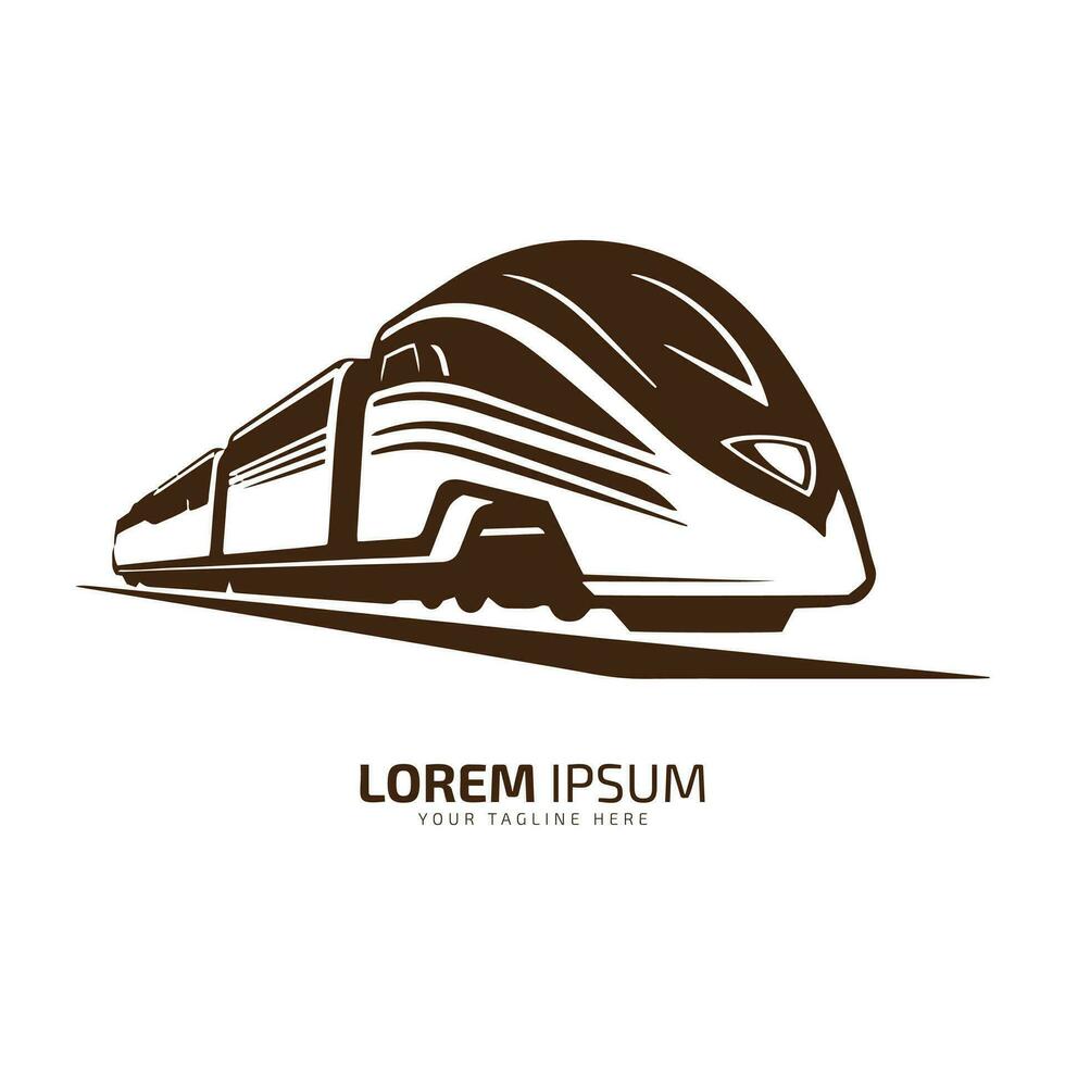 Minimal and abstract logo of train icon tram vector metro silhouette isolated design brown tram