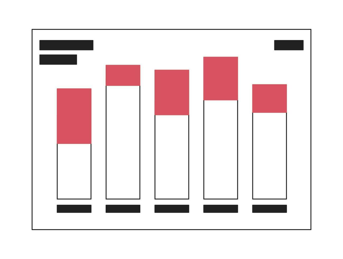 Accounting bar graph black and white 2D cartoon object. Analysis financial. Review business performance isolated vector outline item. Corporate data report monochromatic flat spot illustration