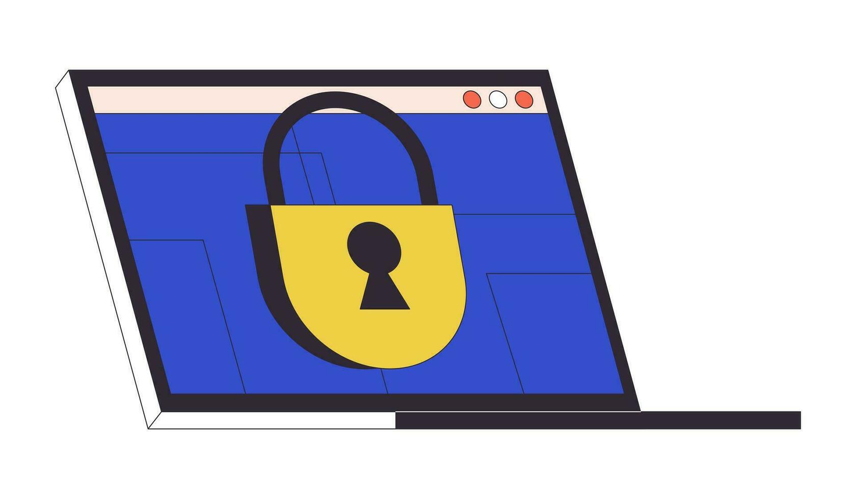 cerrado acceso en ordenador portátil pantalla plano línea concepto vector Mancha ilustración. confidencial información. privado 2d dibujos animados contorno objeto en blanco para web ui diseño. editable aislado color héroe imagen