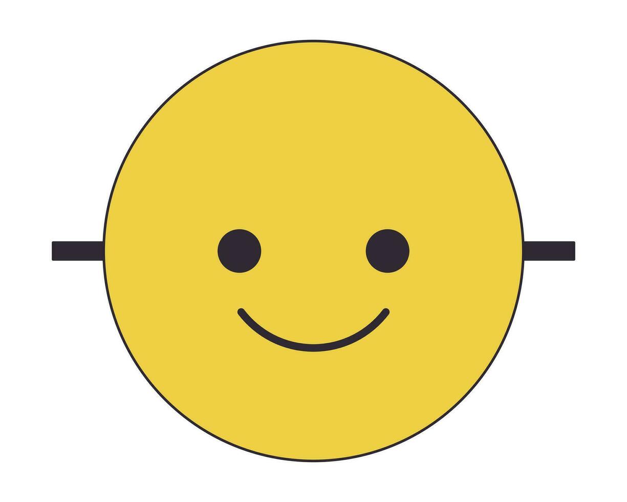Emoji face flat line color isolated vector object. Positive emotions. Mask. Editable clip art image on white background. Simple outline cartoon spot illustration for web design