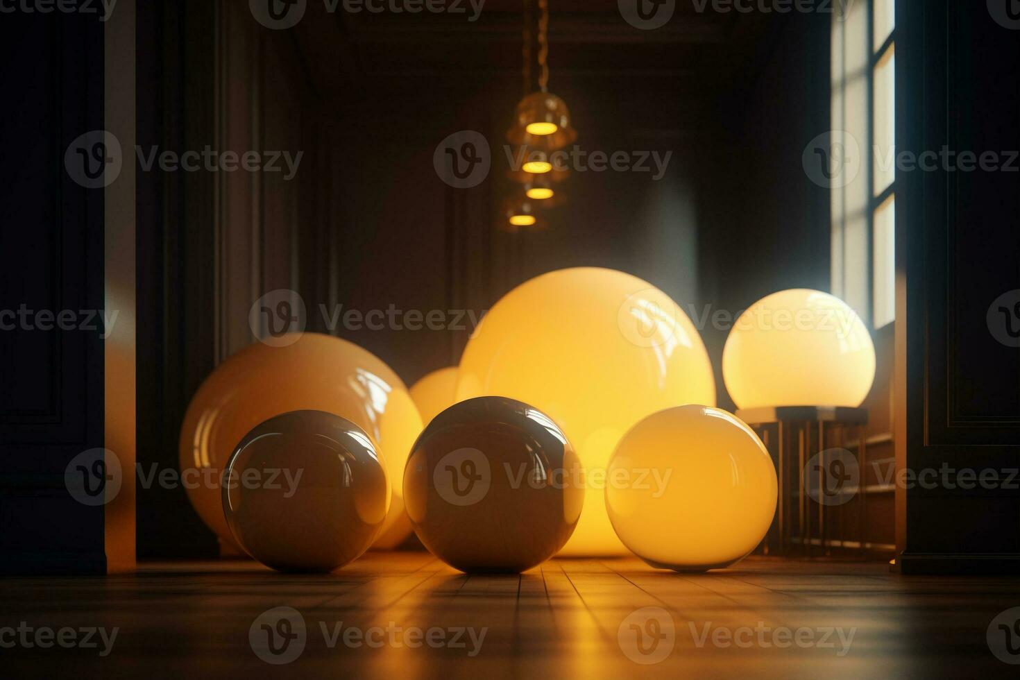 3D Render of Realistic Abstract Background Objects Volumetric Lighting AI Generative photo