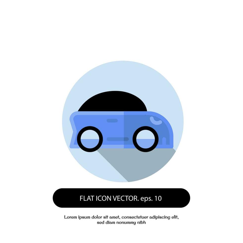 Car side view icon flat. Blue auto, road vehicle side view in flat style icon. vector icon side view of car