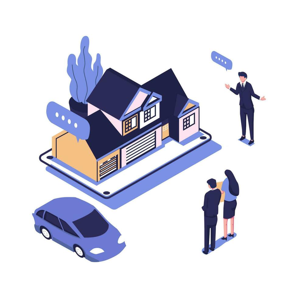 concept of saving and investing money, investing in housing construction and buying a car vector