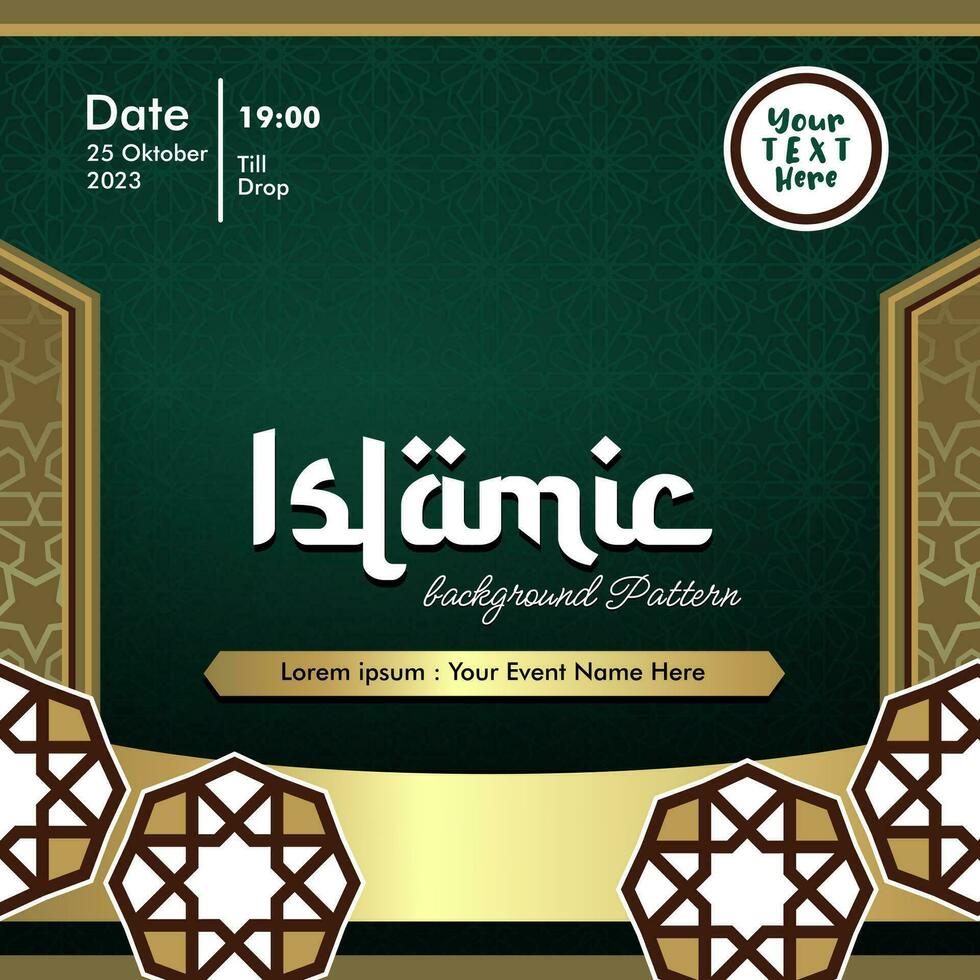 Islamic Arabic Green Luxury Background with Geometric pattern and Beautiful Ornament vector