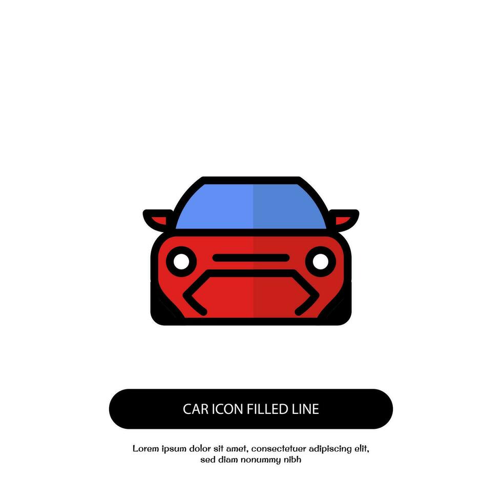 car icon filled line vector. simple car icon filled line vector. car filled line front symbol. custom icon car filled line vector