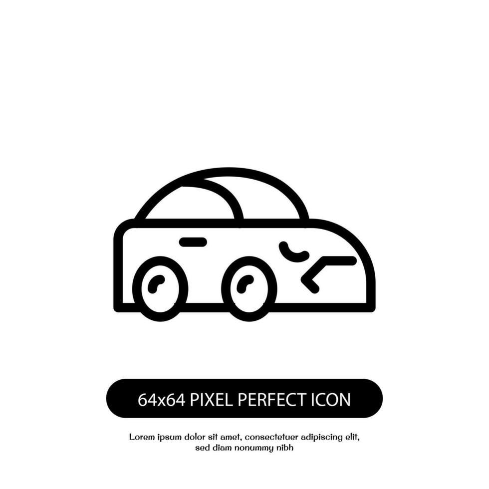 car icon side front view vector, outline side front view vector icon