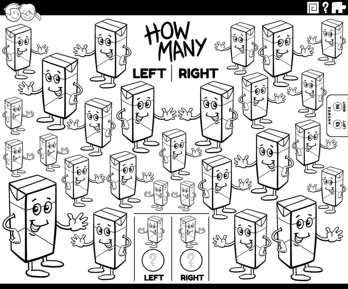 counting left and right pictures of cartoon banana coloring page vector