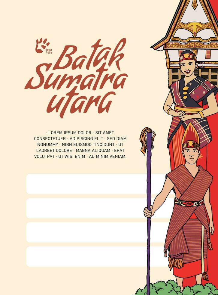 Batak North Sumatera Indonesia Culture Illustration design idea vector