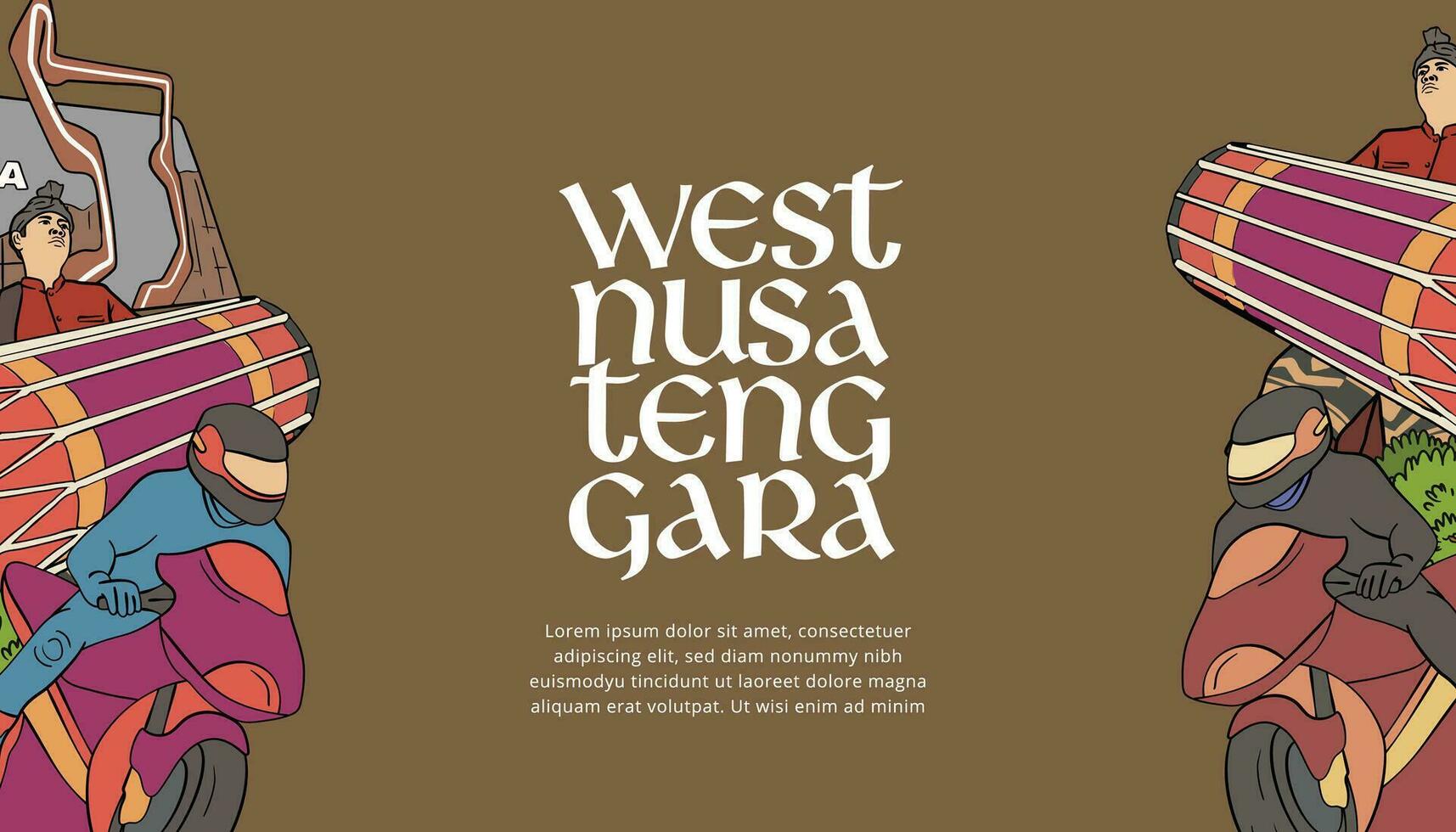 Vintage Indonesia West Nusa Tenggara design layout idea for social media or event poster vector