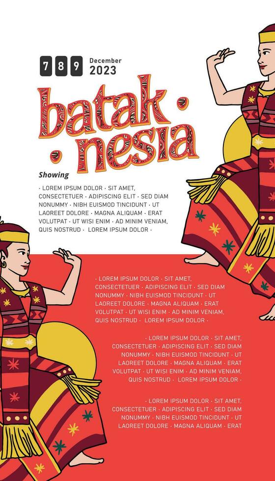 Vintage Indonesia Bataknese design layout idea for social media or event poster vector