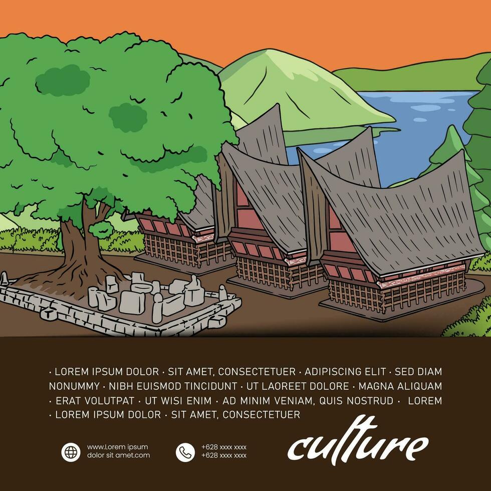 Batak North Sumatera Indonesia Culture Illustration design idea vector