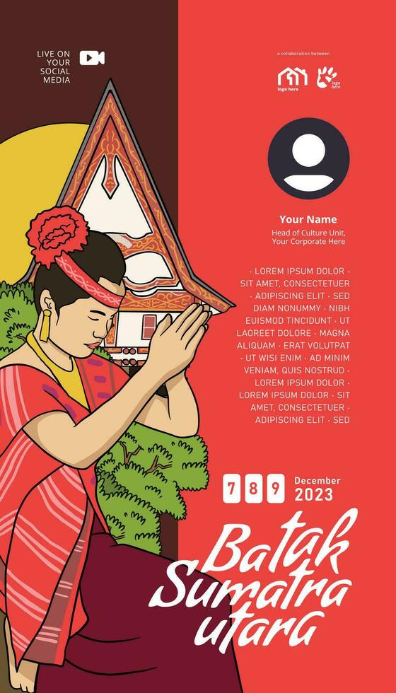 Vintage Indonesia Bataknese design layout idea for social media or event poster vector