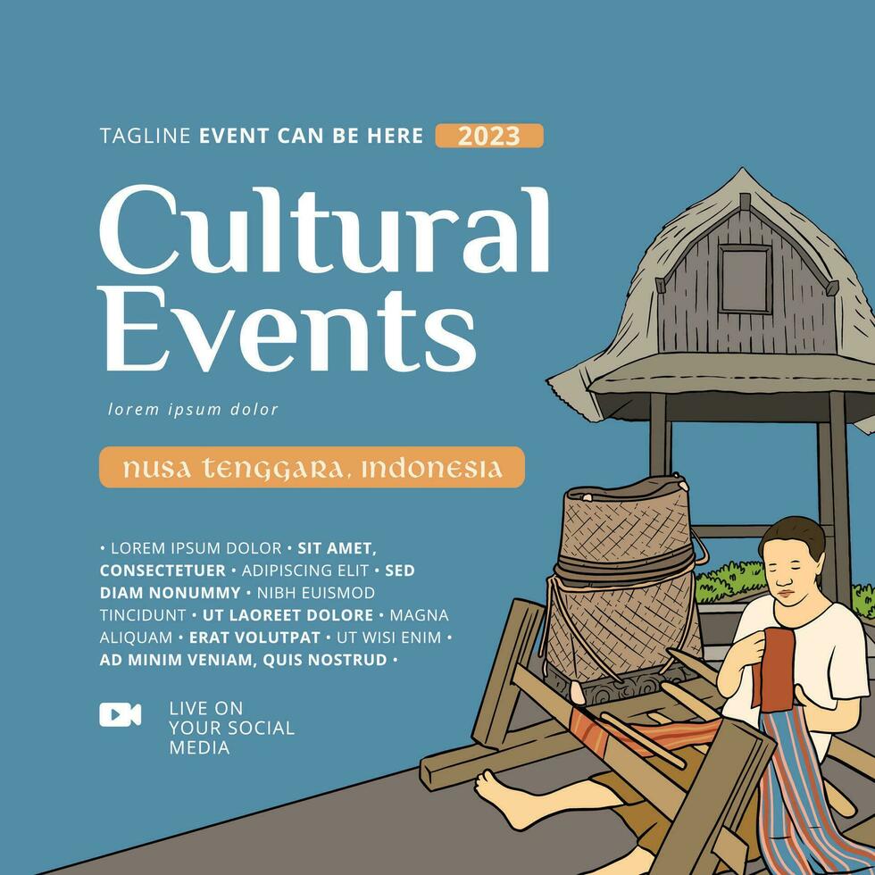 Indonesia Nusa Tenggara design layout idea for social media or event background vector