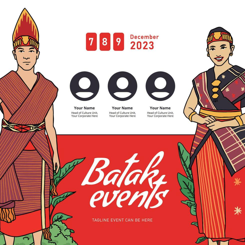 Vintage Indonesia Bataknese design layout idea for social media or event poster vector