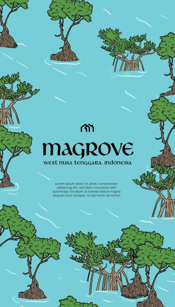 Mangrove illustration design layout idea template vector