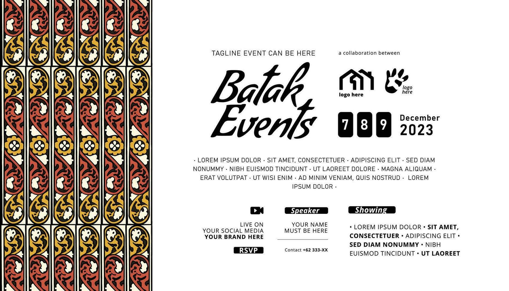 Clásico Indonesia bataknese diseño diseño idea para social medios de comunicación o evento póster vector