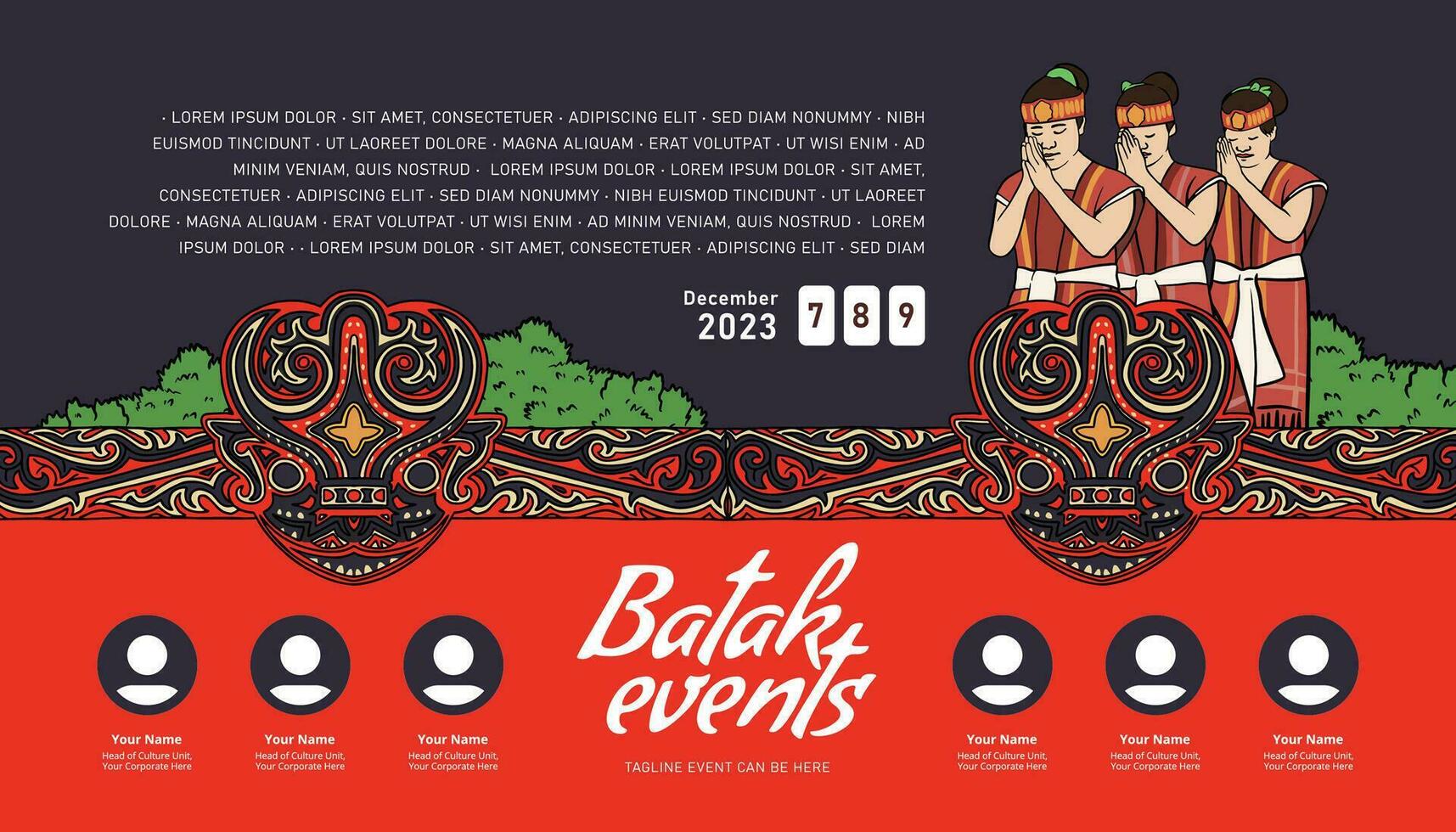 Vintage Indonesia Bataknese design layout idea for social media or event poster vector