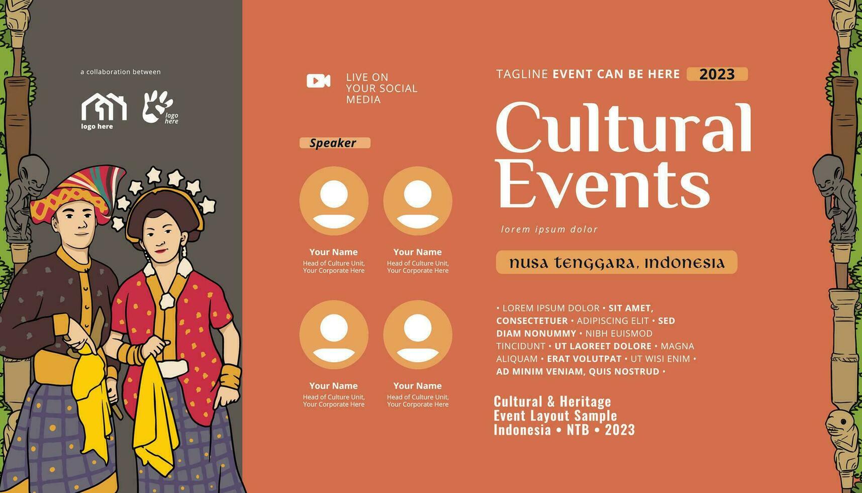 Vintage Indonesia West Nusa Tenggara design layout idea for social media or event poster vector