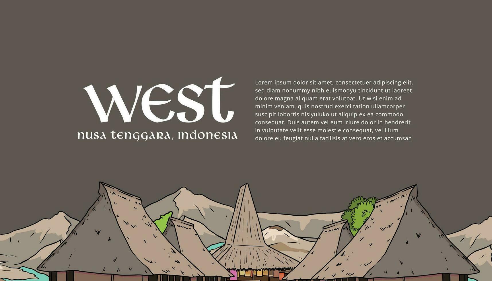 Oeste nusa tenggara Indonesia cultura ilustración diseño idea vector