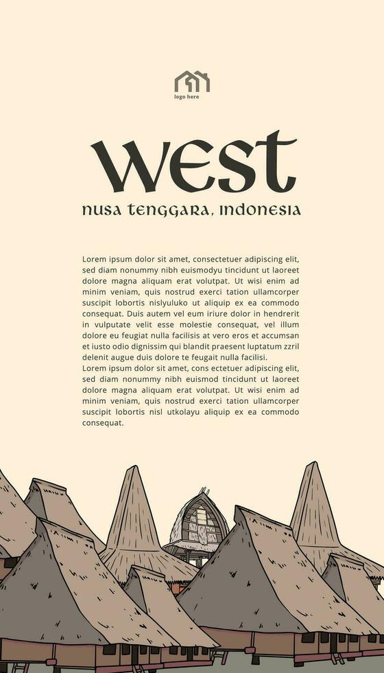 Indonesia nusa tenggara diseño diseño idea para social medios de comunicación o evento antecedentes vector