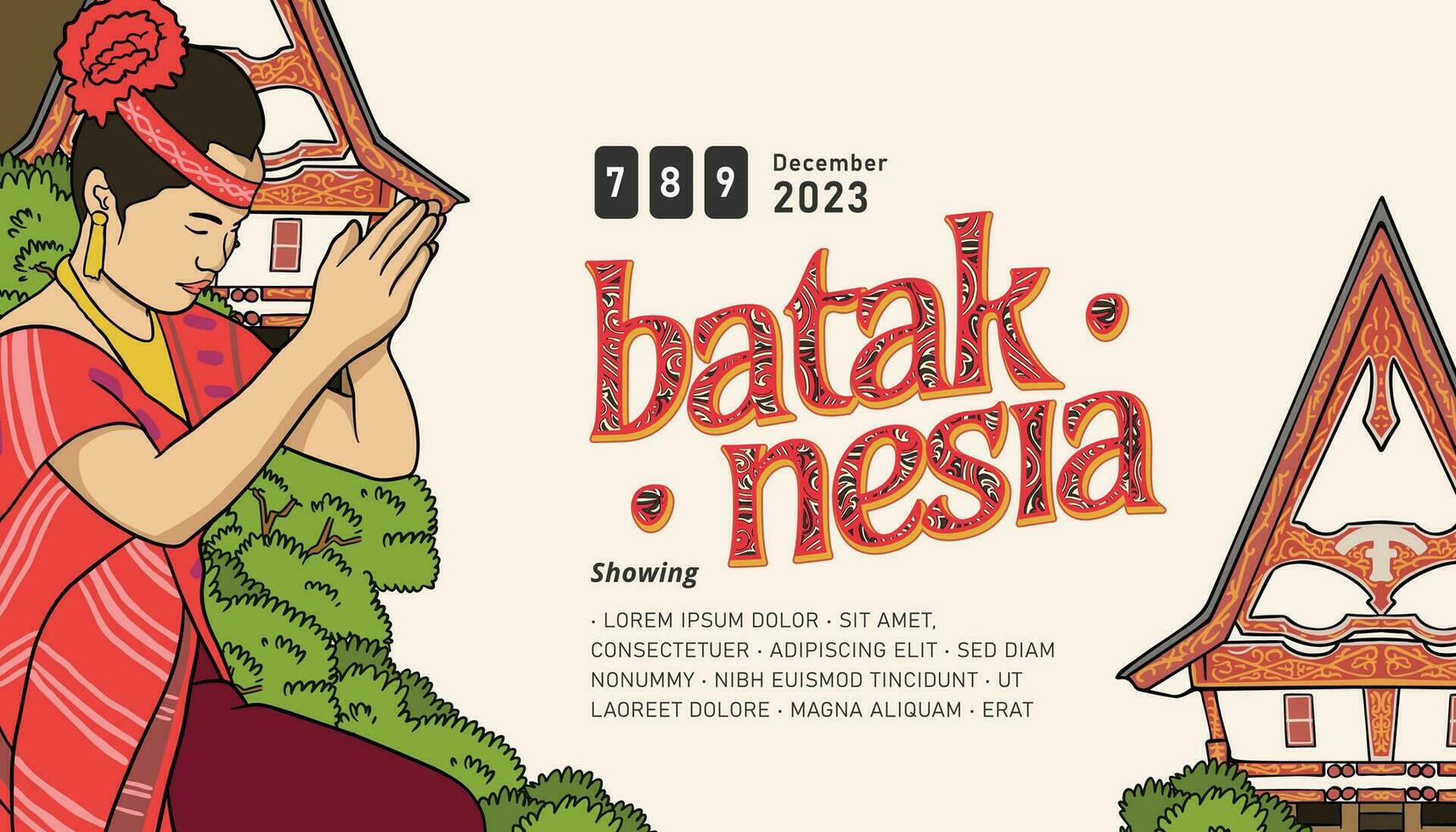 Batak illustration design layout template background vector