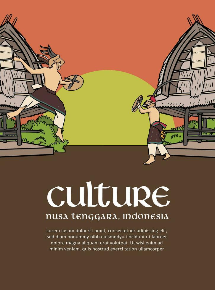 Cultural Event design layout template background with Indonesian illustration of Nusa Tenggara vector