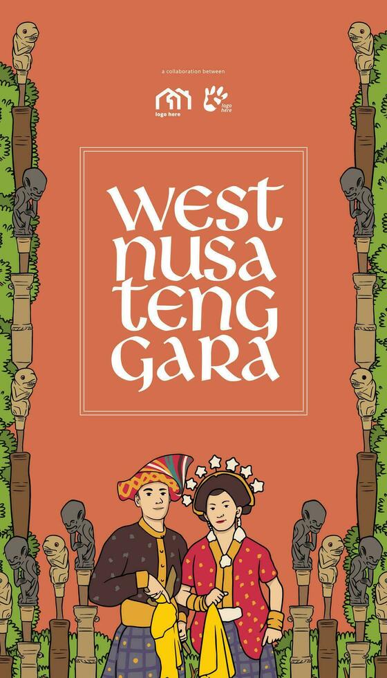 Indonesia Nusa Tenggara design layout idea for social media or event background vector