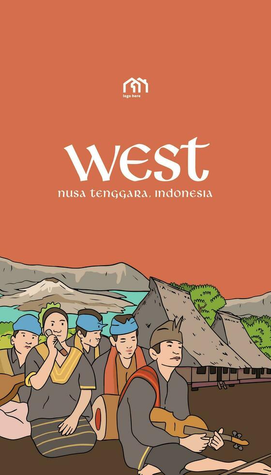 Indonesia Nusa Tenggara design layout idea for social media or event background vector