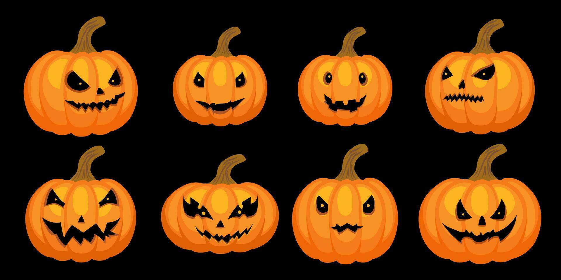 de miedo Víspera de Todos los Santos calabazas conjunto negro antecedentes vector