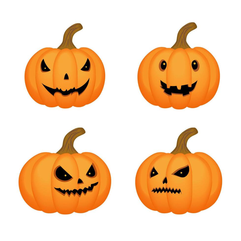 de miedo Víspera de Todos los Santos calabazas conjunto vector