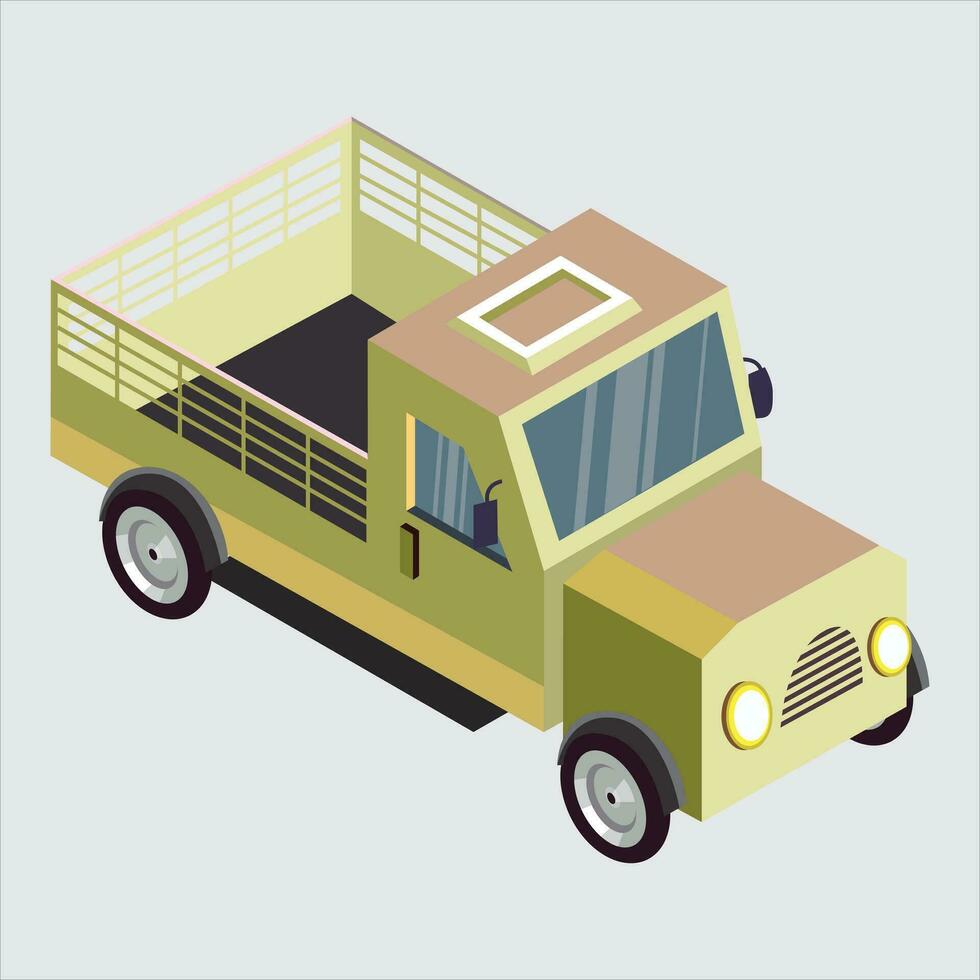 cute little truck cartoon. suitable for children. green truck on white background, truck illustration. vector