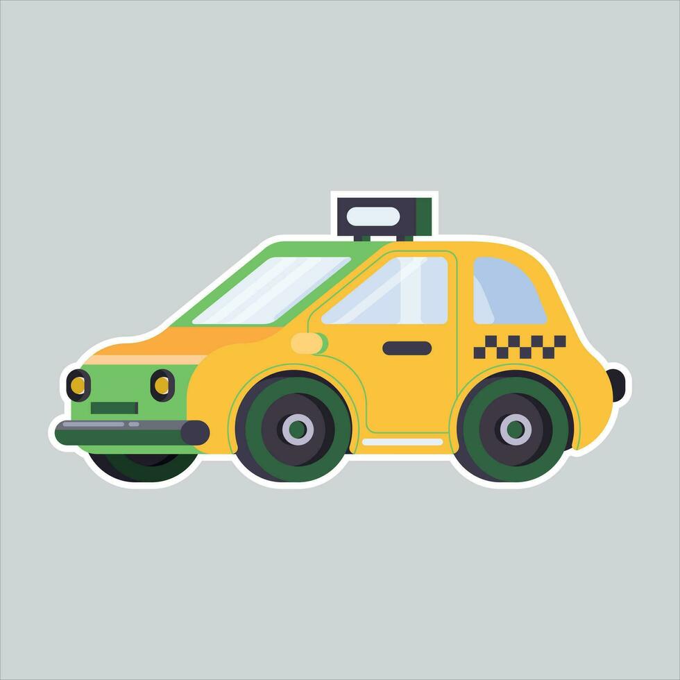 yellow taxi car. Taxi service. Vector illustration in flat style. Taxi icon. Car. Vector icon isolated on white background.