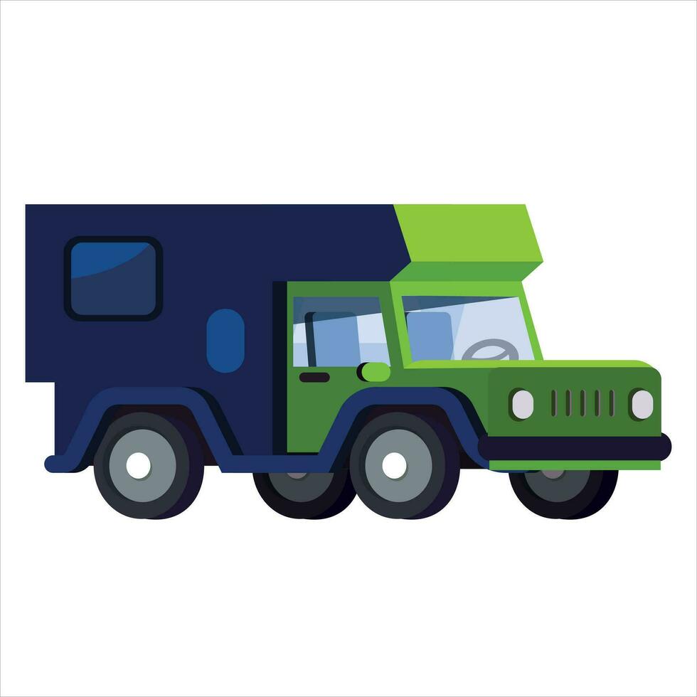 isolated car in green and blue. business cars, box trucks. Flat illustration, icon for graphic and web design vector