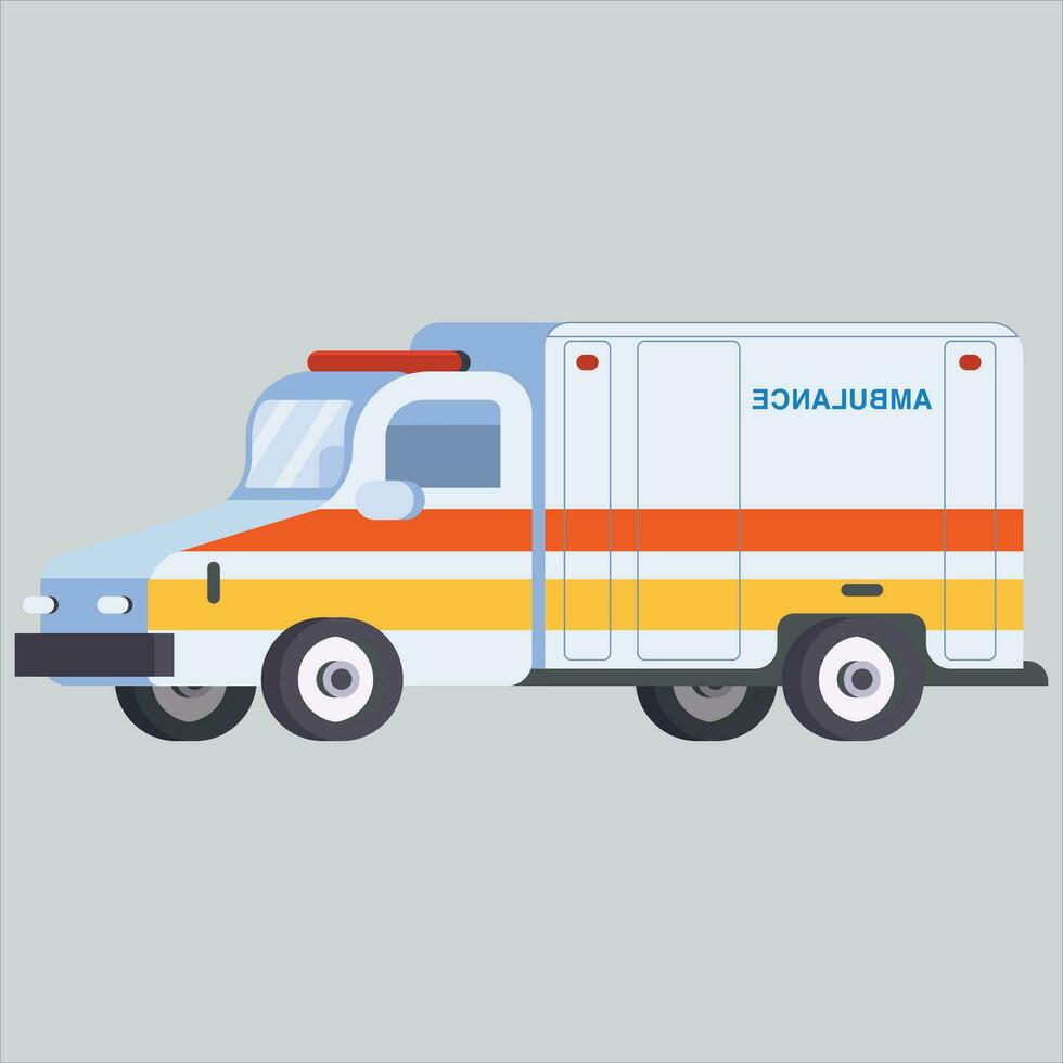 Cartoon Style Ambulance Icon Design Illustration. health and hospitals. Suitable for Landing Pages, Banners, Flyers, Stickers, Wallpapers, Backgrounds vector